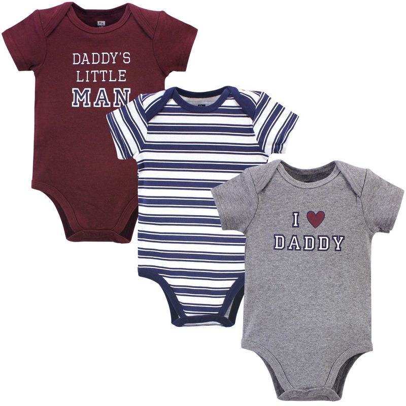 Hudson Baby Infant Boy Cotton Bodysuits 3pk, Boy Daddy, 3-6 Months