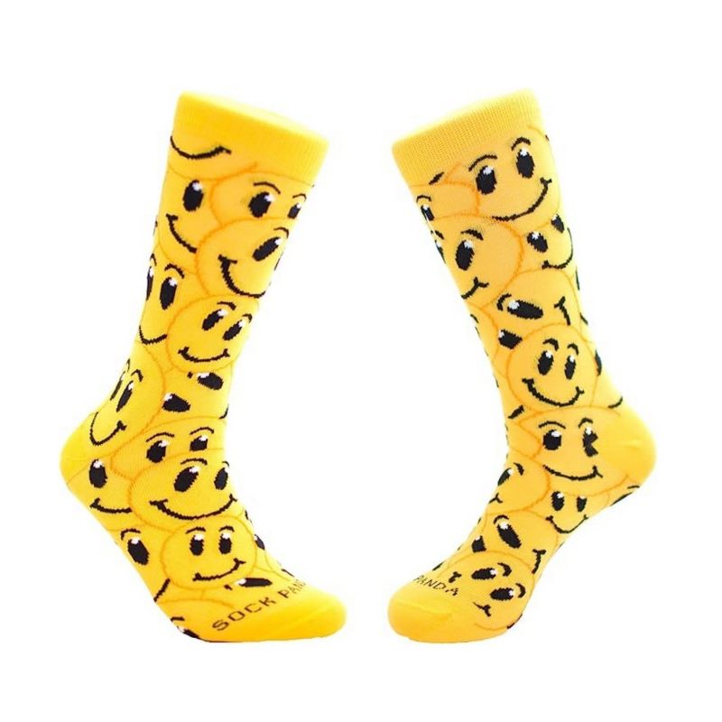 Happy Smiley Emoji Face Socks from the Sock Panda (Men's Sizes, Adult Large)