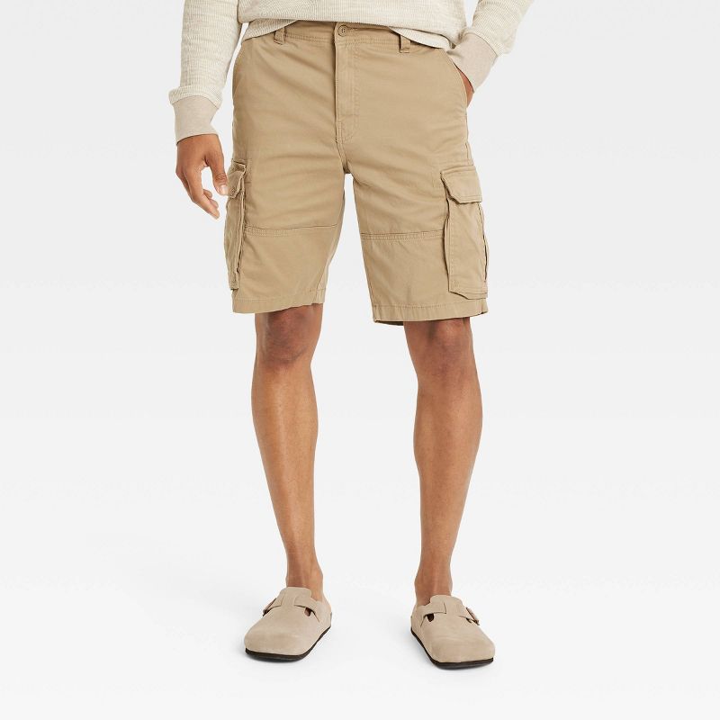 Men's 11" Cargo Shorts - Goodfellow & Co™ Tan 36: Midweight Cotton-Spandex, Fly Button