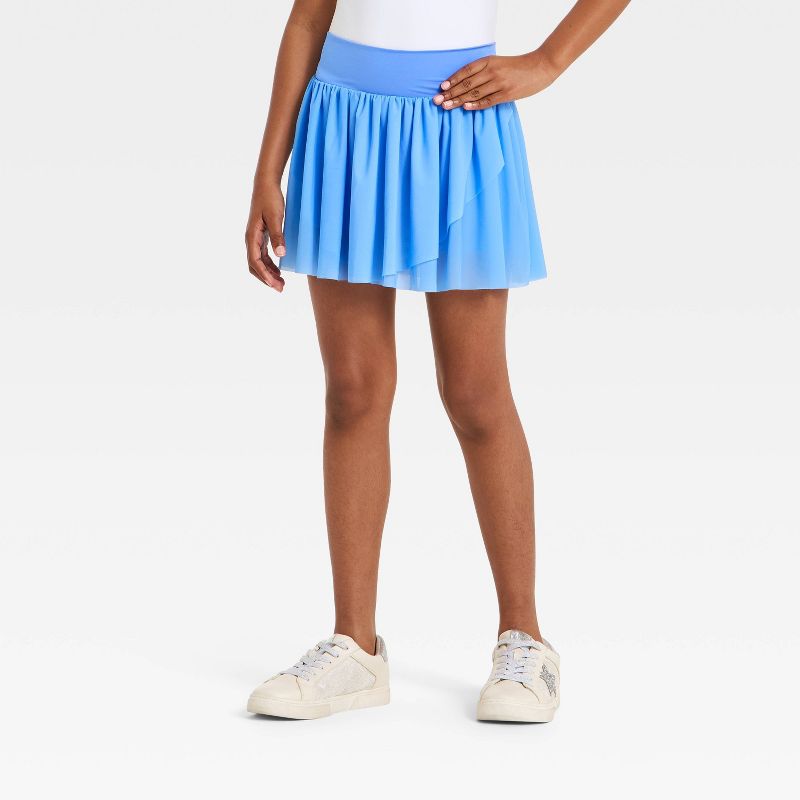 Girls' Mesh Pleated Skort - All In Motion™ Vibrant Blue L
