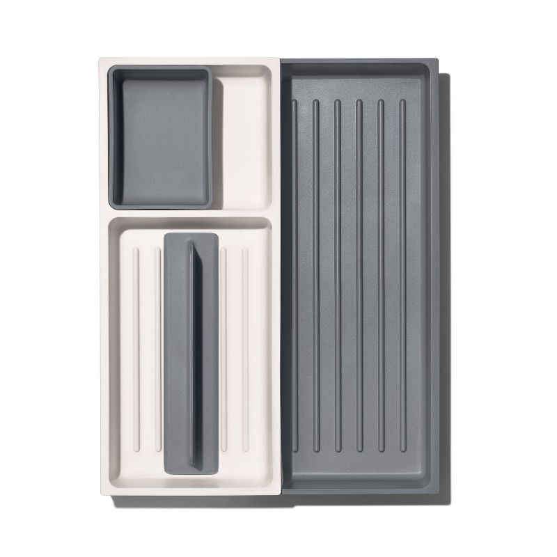 OXO Expandable Kitchen Tool Drawer Organizer: Gray Utensil Storage for Kitchen Drawers, Hand Wash, Lifetime Warranty