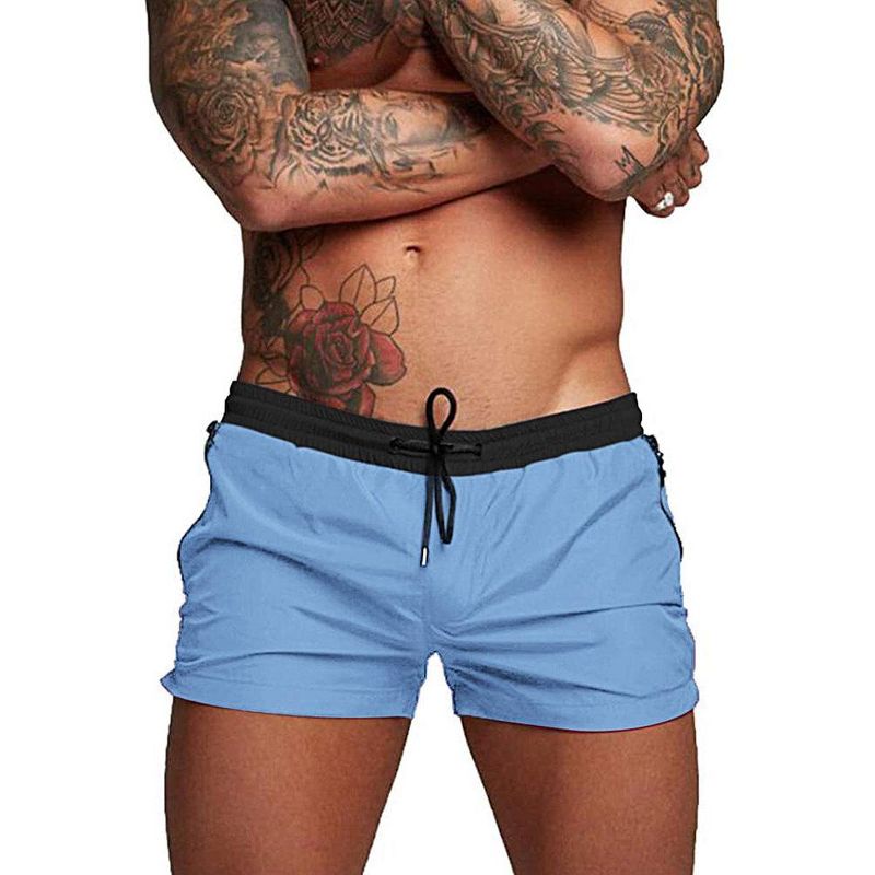 COOFANDY Men's Swim Trunk Swimwear Bathing Suit Swimsuit Board Beach Sport Short Blue/Black S
