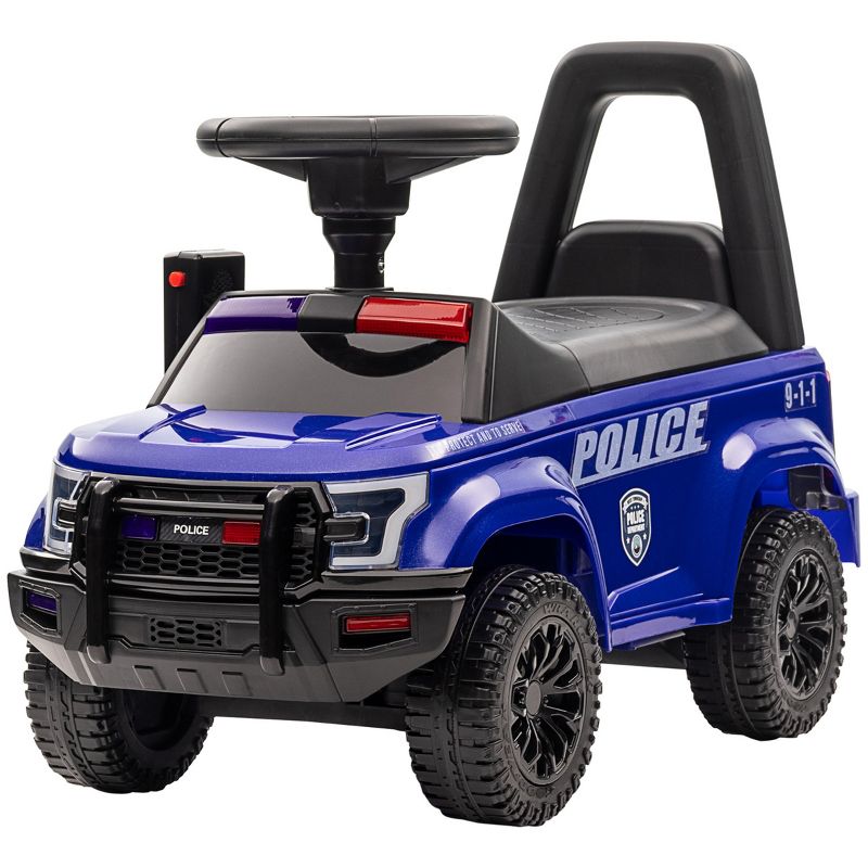 TopComfy Baby Walkers Kids Push Ride On Car with Working PA System, Police Truck Style Foot to Floor Sliding Car, Blue, 24.8"*12.2"*12.2"
