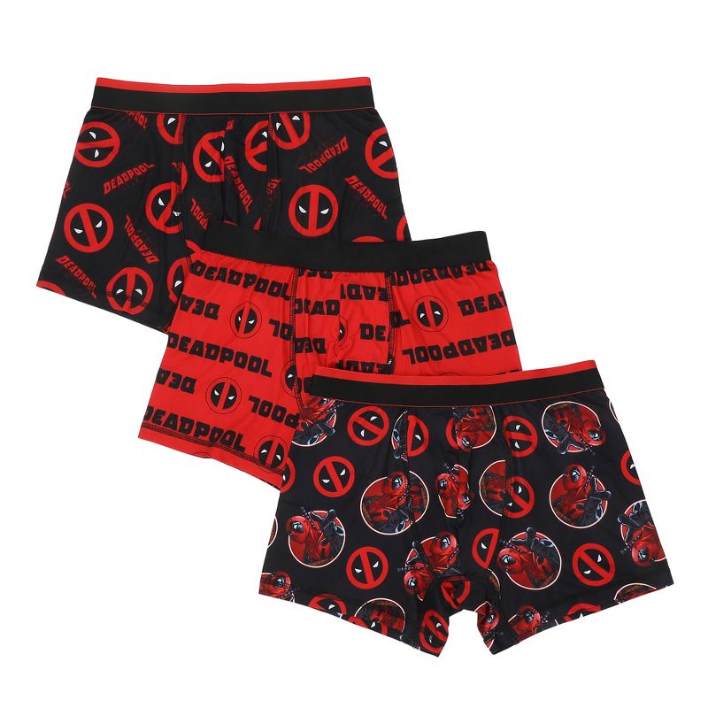 Deadpool Character & Logo Men's 3-Pack Boxer Briefs - Large