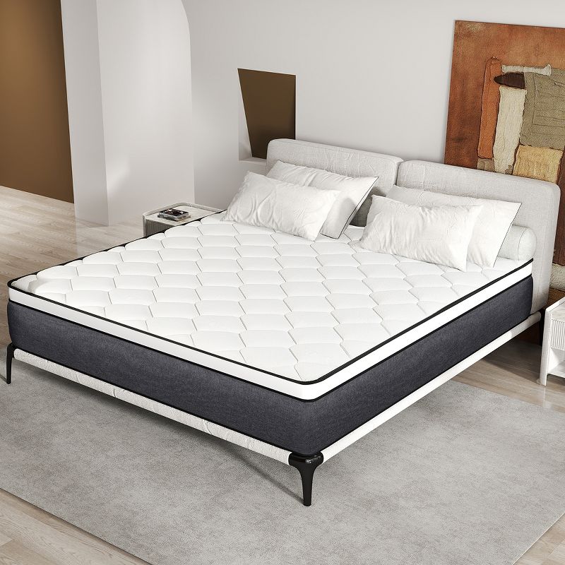 CHEVNI 12 Inch Queen Size Mattress in a box Hybrid Spring Memory Foam Medium Firm - White