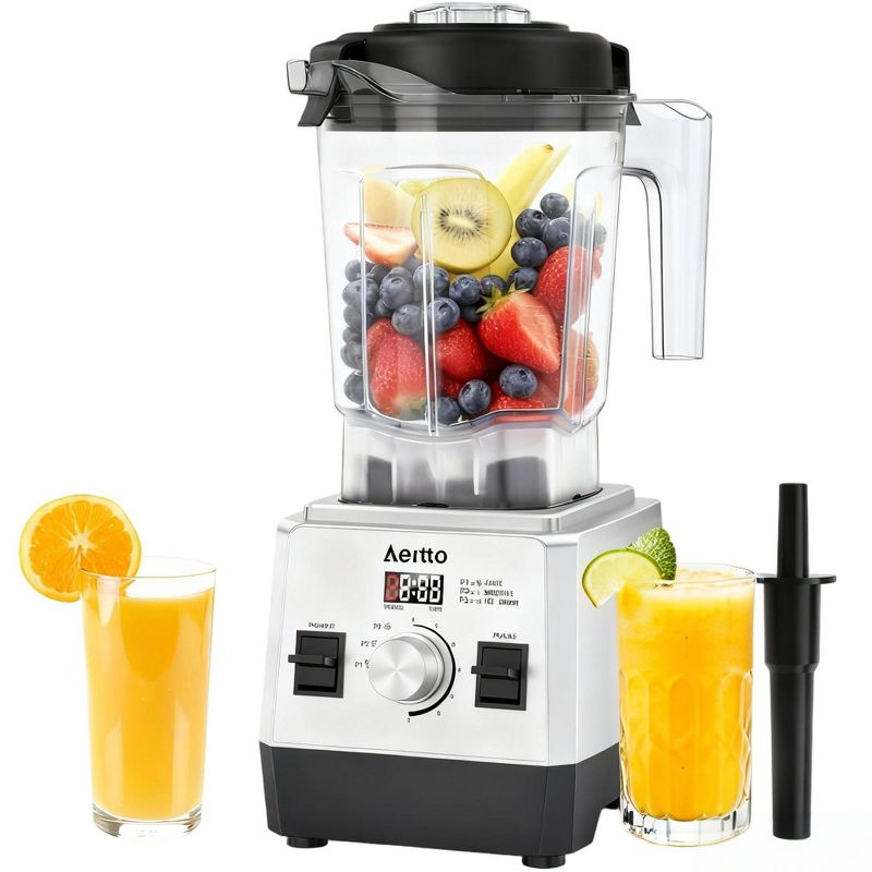 Aeitto Blenders for Kitchen with 68Oz. Large Capacity, 3 Preset Programs & 7 Speeds, Professional Countertop Blender for Smoothies, Ice Crush, Silver