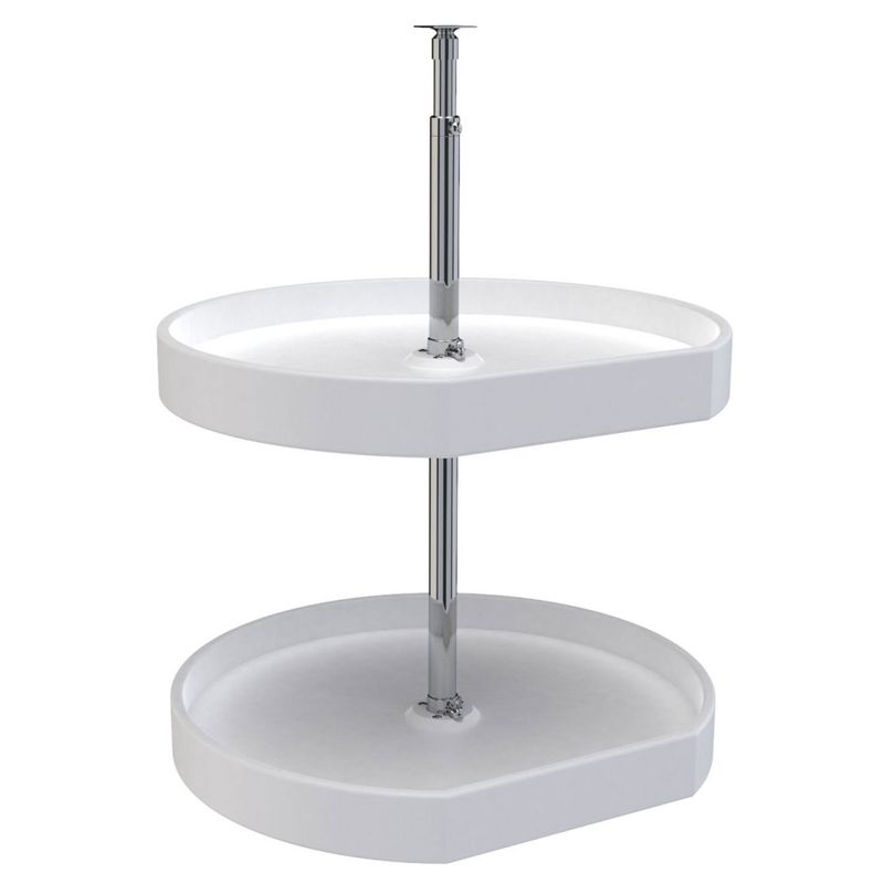 Rev-A-Shelf 20" Dual Shelf Lazy Susan D-Shaped for Corner Wall In Cabinet Kitchen Storage Organization, Turntable Storage White, 7012-20-11-52