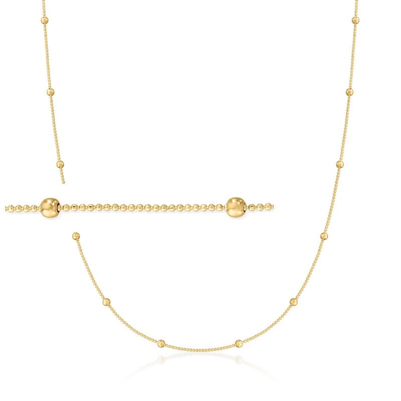 Pure Collection by Ross-Simons 2mm 14kt Yellow Gold Bead Station Necklace Size 20