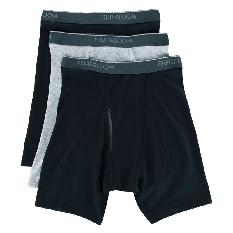 Fruit of the Loom Men's Coolzone Boxer Brief Underwear (3 Pack), Medium, Black Grey