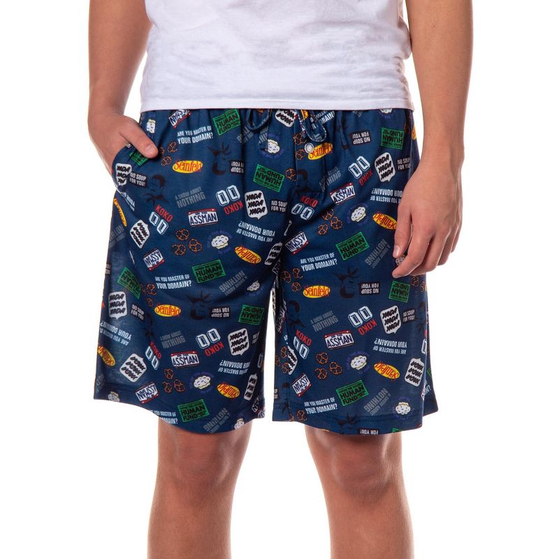Intimo Seinfeld Pajamas Men's TV Series Master of Your Domain Lounge Sleep Shorts (L) Blue