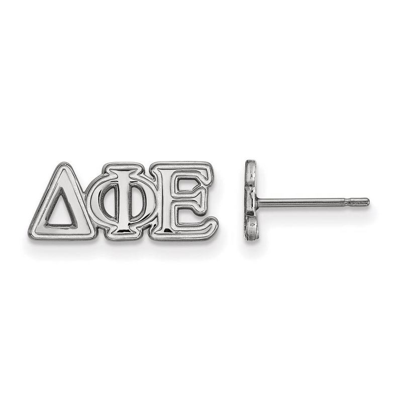 Black Bow Jewelry Sterling Silver Delta Phi Epsilon Greek Life Letters Extra Small Stud Earrings