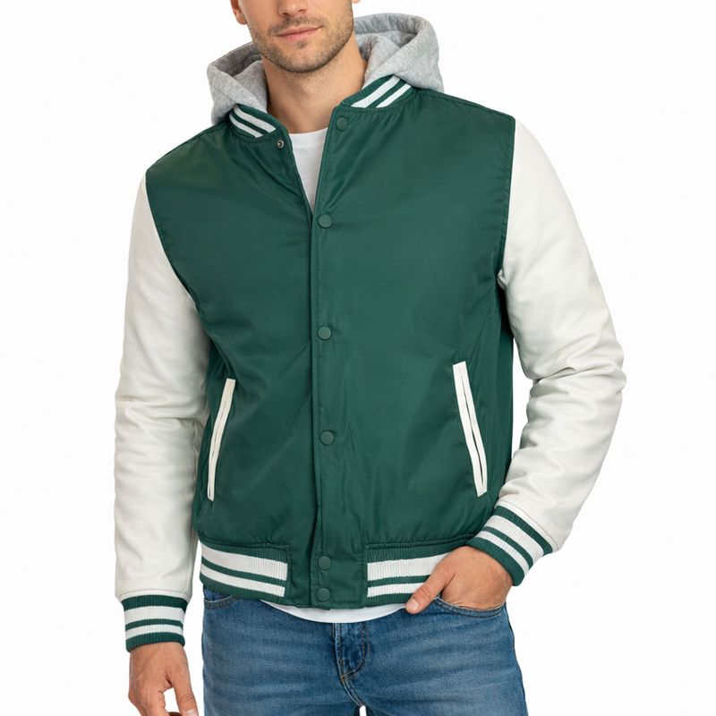 Galaxy Formaker Men's Hooded Varsity Jacket w/ Detachable Hood