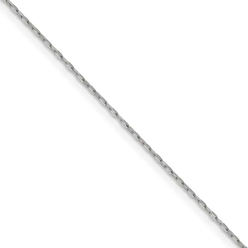 Black Bow Jewelry 1mm 14k White Gold Diamond Cut Open Long Cable Necklace Chain, 16 Inch