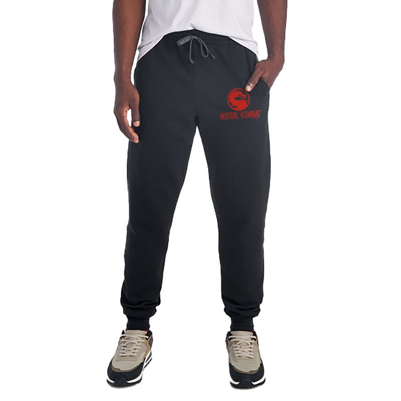 Mortal Kombat Klassic Dragon Logo Unisex Jogger Sweatpants with Pockets for Men and Women Black Small
