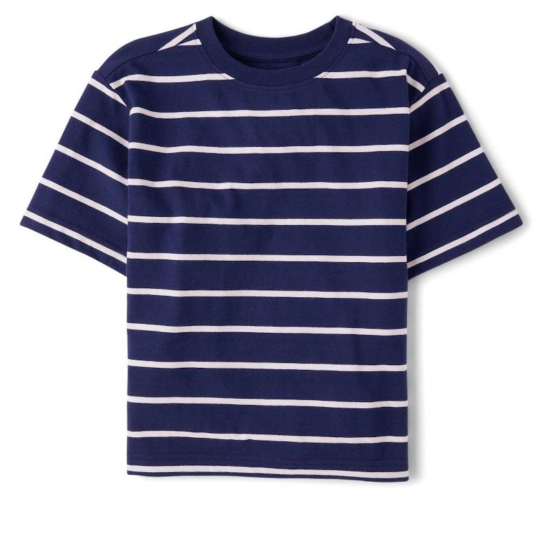 The Children's Place Boys Short Sleeve Striped Tee Blue L (10/12)