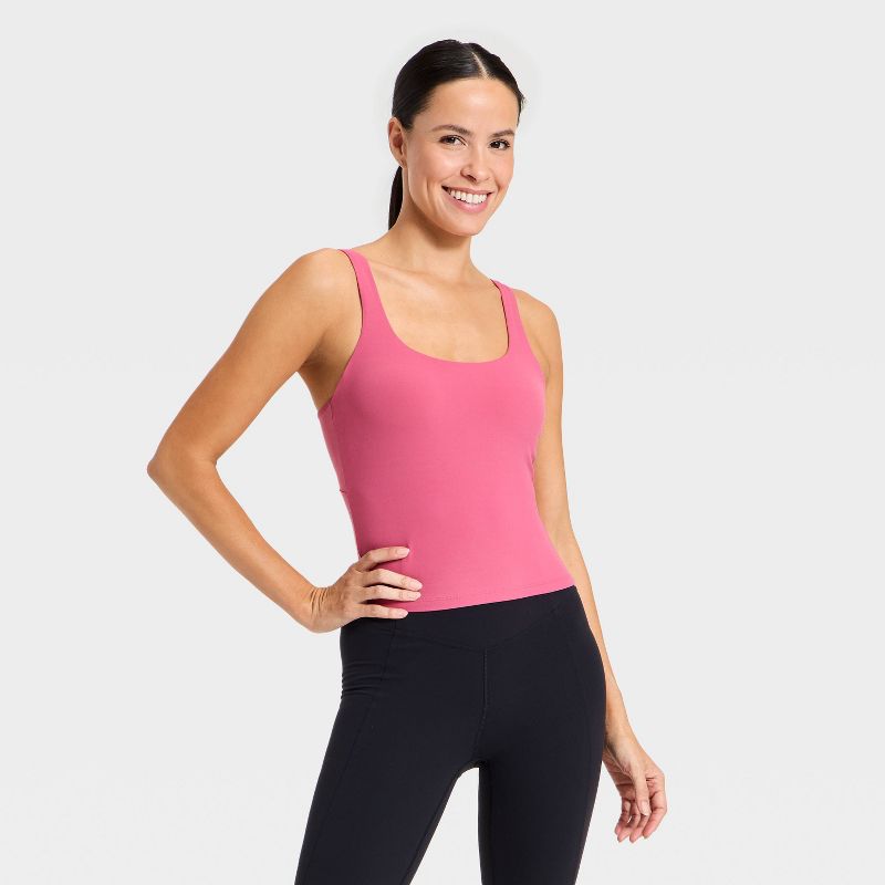 Women's Everyday Soft Square Neck Twist Back Support Tank Top - All In Motion™ Dark Mauve XS