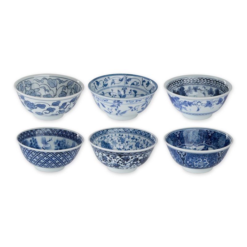RSVP International Japanese Bowl Set/6, Traditional Patterns, 6" Diameter