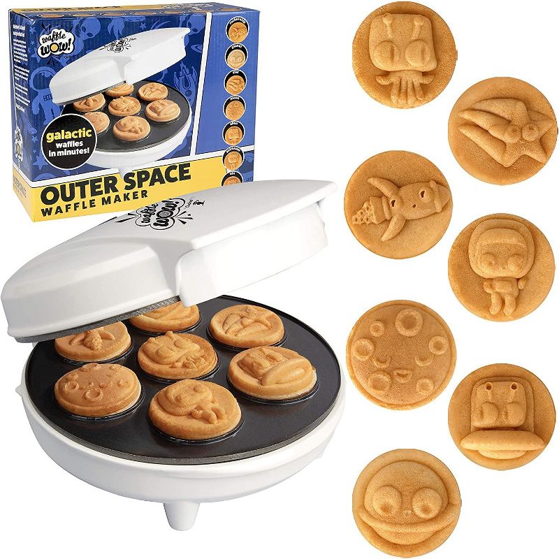 Mini Emojis Smiley Faces Waffle Maker - Create 7 Cool Unique Waffles or Pancakes with Electric Non Stick Waffler Iron - Featuring a Kiss Face Heart