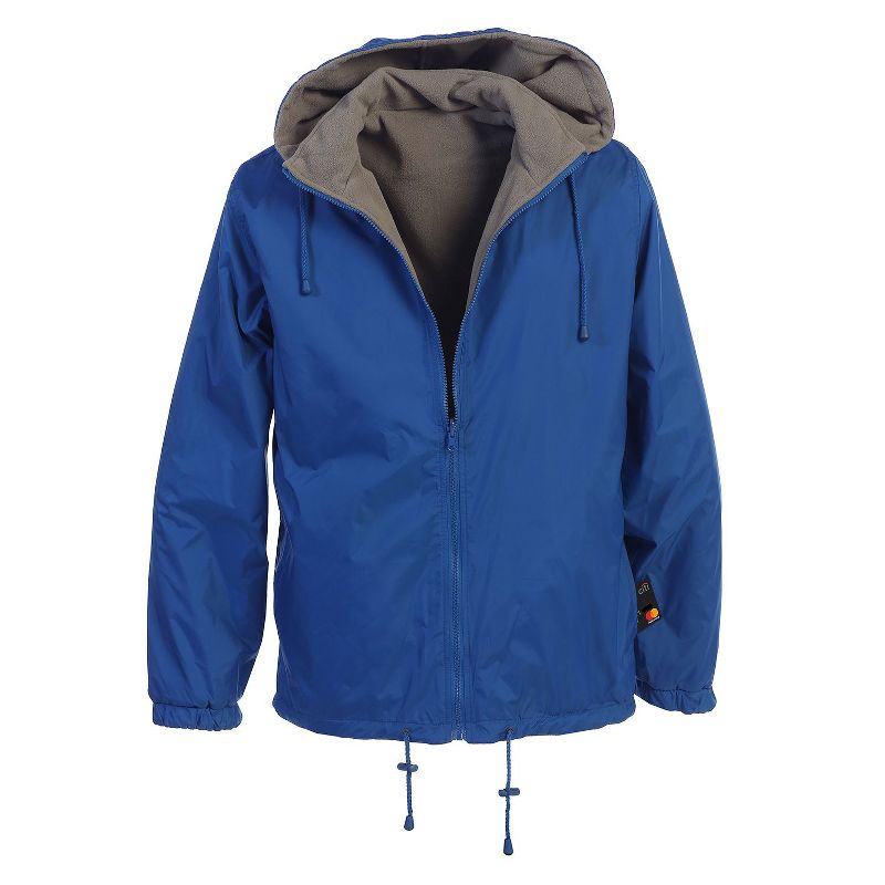 Gioberti Men's Reversible Rain Jacket with Polar Fleece Lining, Royal Blue / Gray, L