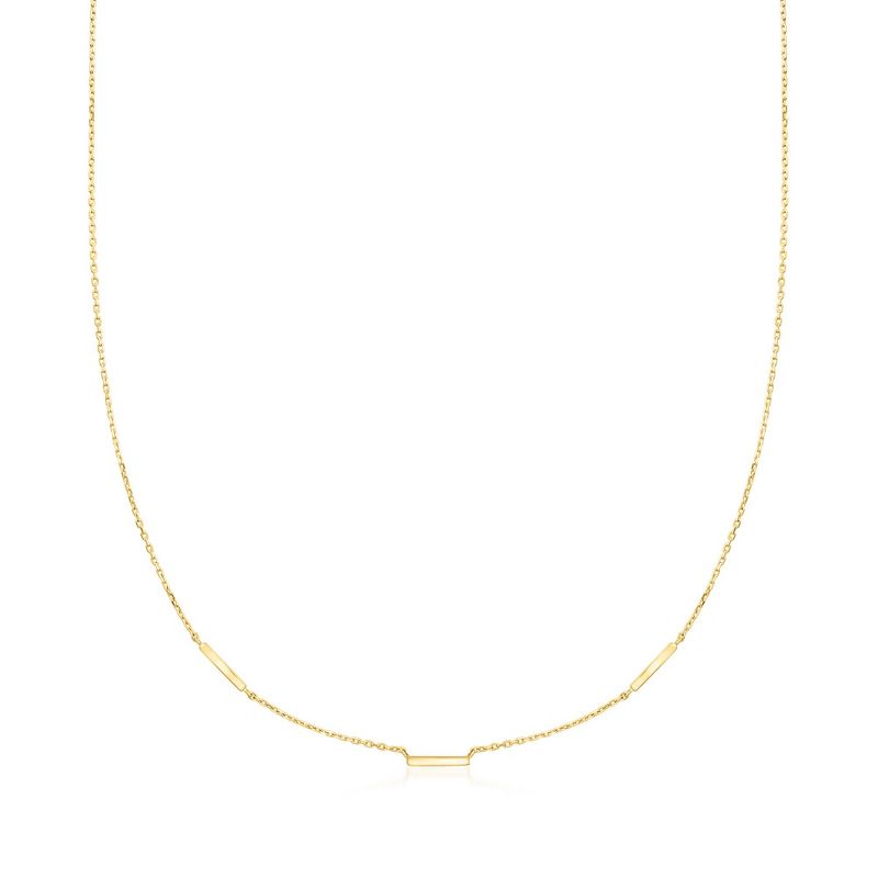 Ross-Simons Italian 1mm 10kt Yellow Gold Bar Station Cable-Chain Necklace Size 16