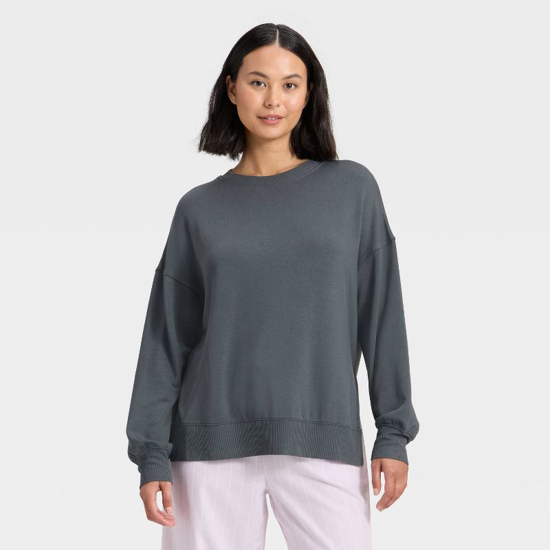 Women's PeachySoft French Terry Fleece Crewneck Sweatshirt - Wild Fable™ Charcoal Gray S