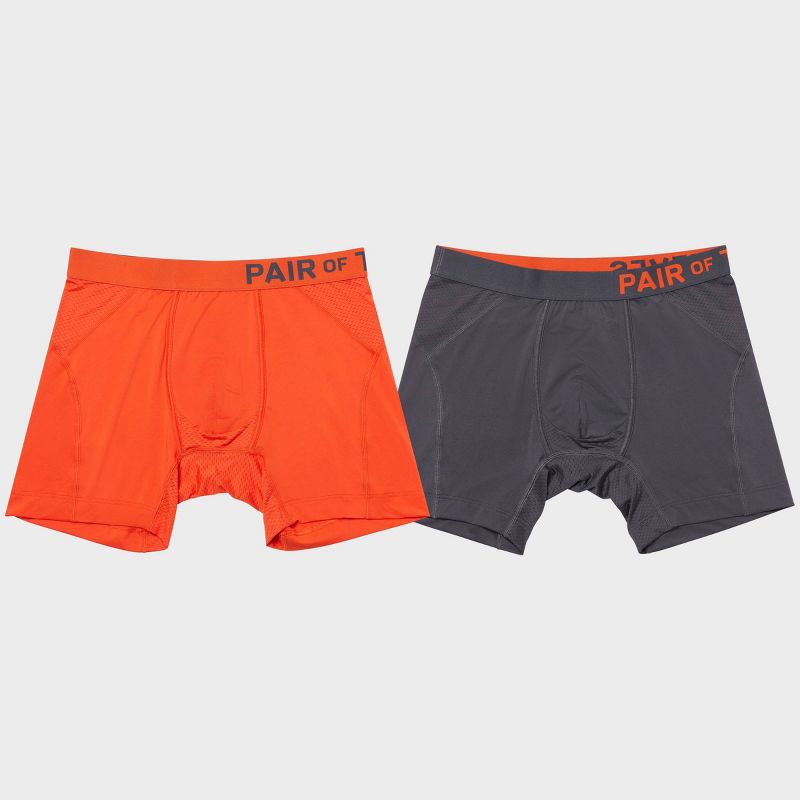 Pair of Thieves Men's 2pk Sport Boxer Briefs - Tomato Red L: Tagless, Mesh Fabric, Flat Seams, Elastic Waistband