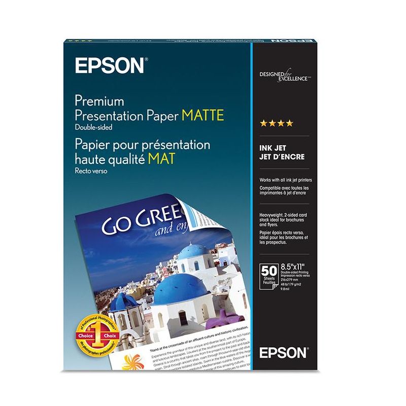 Epson Premium Presentation Paper Matte Double-sided, 8.5" x 11", 50 sheets