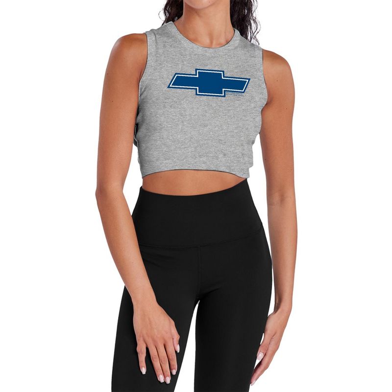 Women's Chevrolet Simple Vintage Bowtie Sleeveless Crop Top Tank Athletic Heather X Large