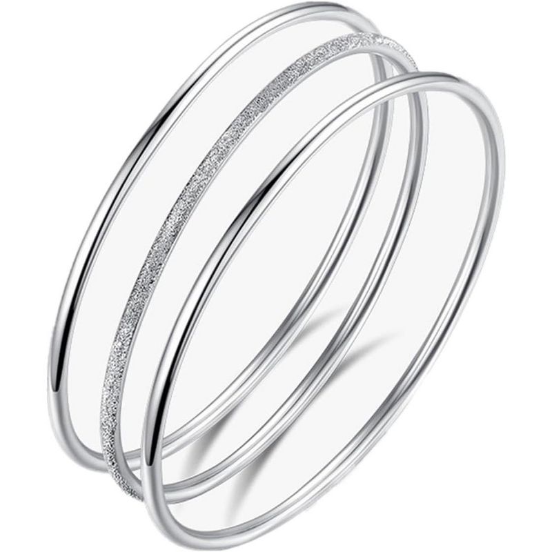 925 Sterling Silver Bangle Bracelets for Women, Adjustable Jewelry Fashion Simple Open Bangles Cuff Jewelry