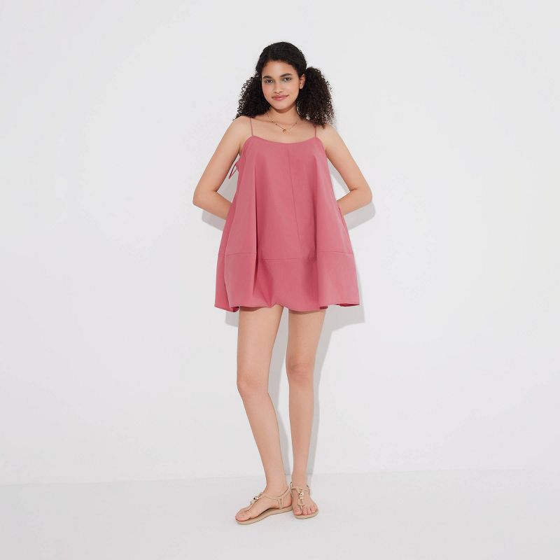 Women's Sleeveless Tie Back Mini Slip Dress - Wild Fable™ Burgundy M