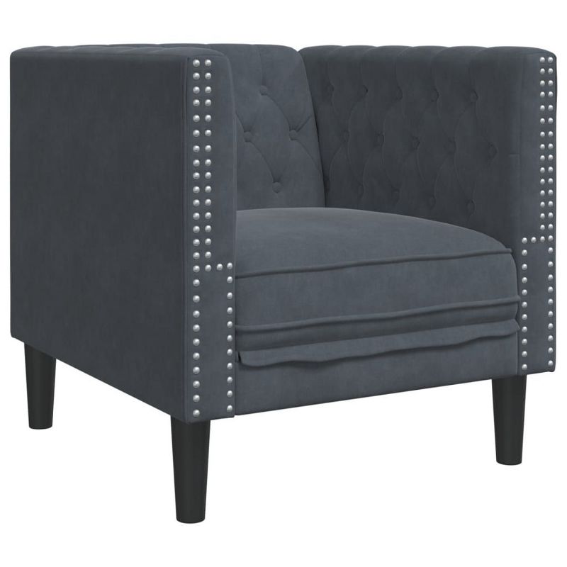 vidaXL Chesterfield Sofa Chair - Dark Green Velvet Upholstered Armchair with Sturdy Legs for Living Room - 28"x29.3"x27.8"