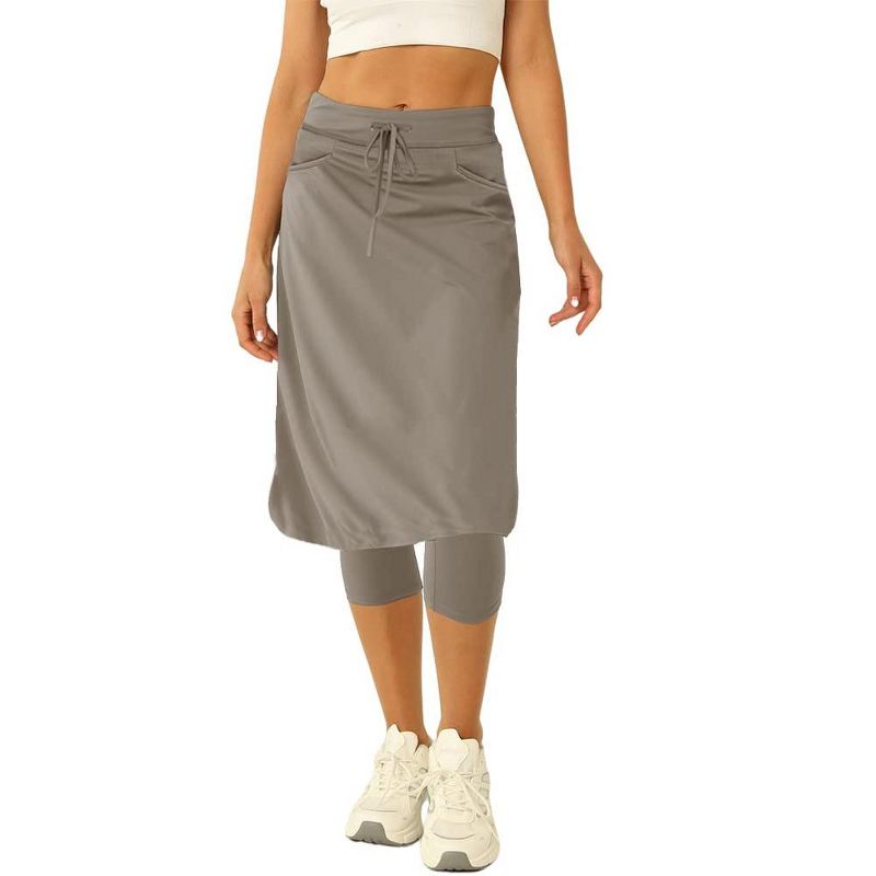 Imily Bela Women 20" Knee Length Tennis Skirt with Built in Legging Golf Skirts Skirted Legging with Pockets Gray XL