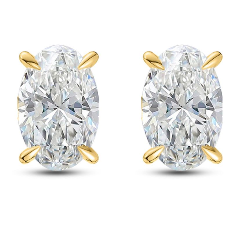 Oval Cut Stud Earrings for Women 5 Ct Simulated Diamond Sterling Silver Ginger Lyne - Gold