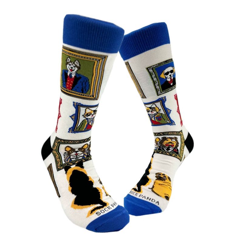 Wall Art Museum Dogs and Cats Socks (Men's Sizes, Adult Large) from the Sock Panda