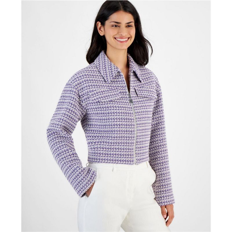 Hugo Boss Womens Woven Cropped Jacket, purple, 12