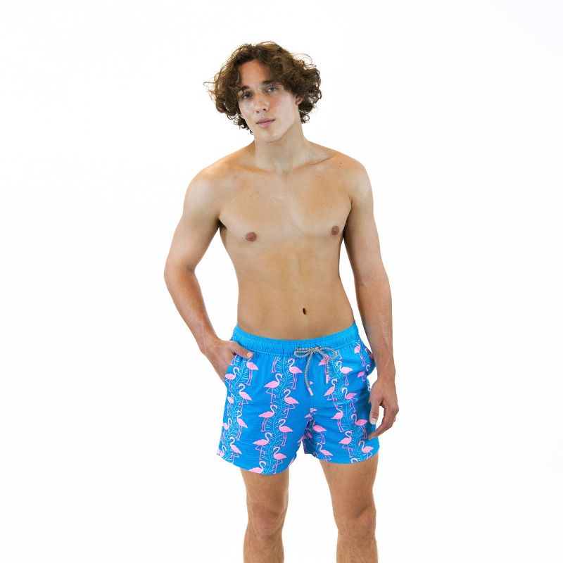 Party Pants Men's Flamingo Swim Shorts - Blue M