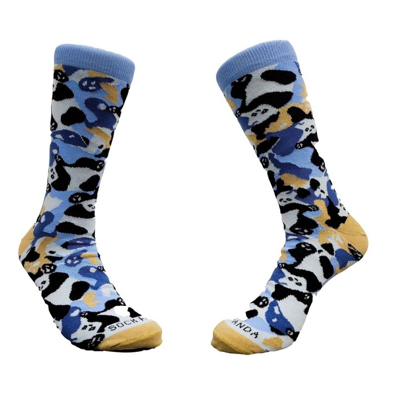 Camouflage Panda Socks (Men's Sizes, Adult Large) from the Sock Panda - Blue