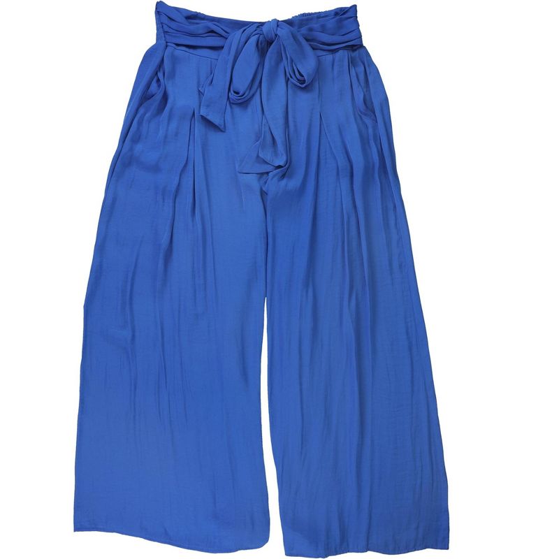 Alfani Womens Satin Tie-Waist Casual Wide Leg Pants, darkblue, X-Large