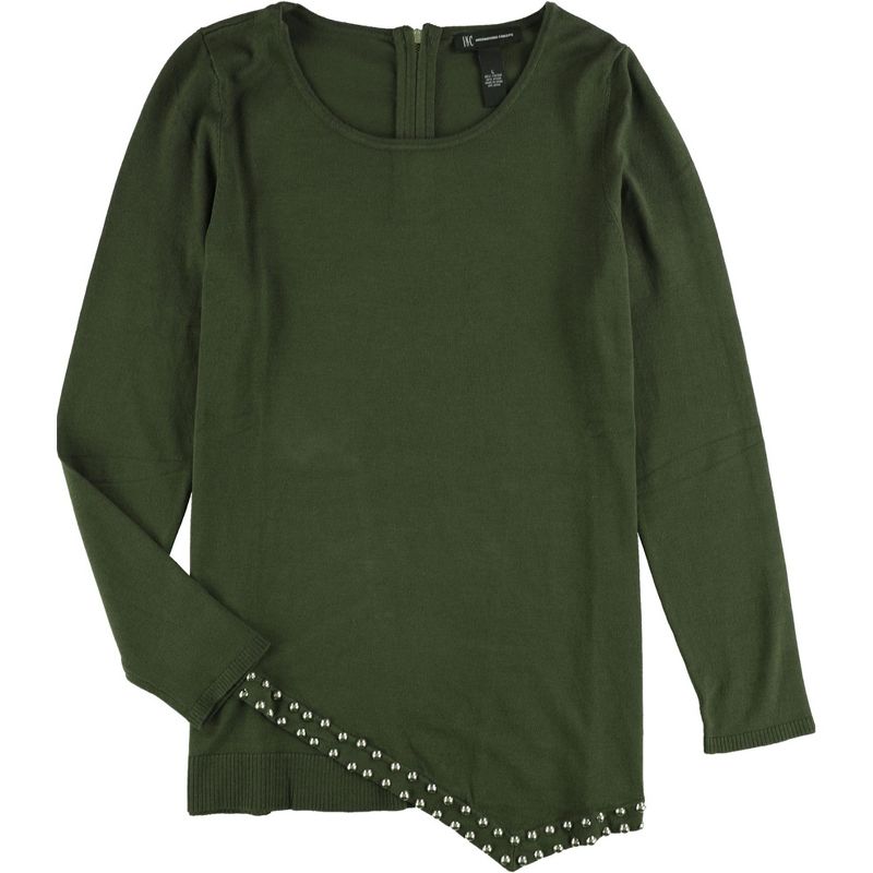 I.N.C International Concepts Womens Studded Asymmetrical Knit Sweater, olivedrab, Large