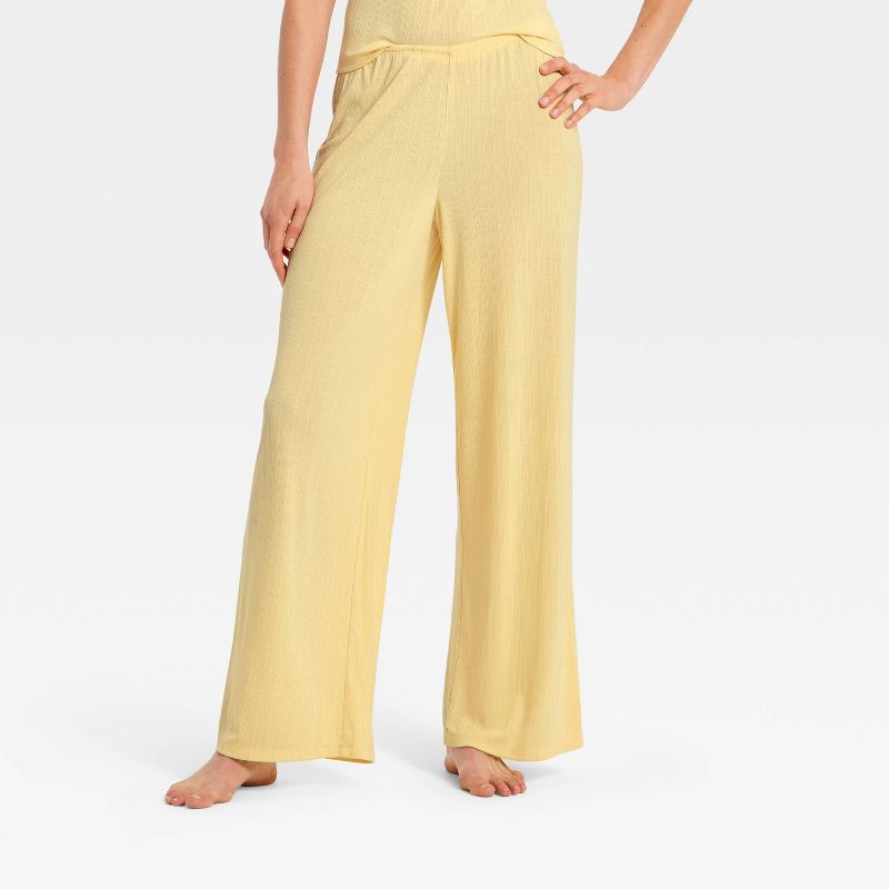 Women's Ribbed Cooling Jersey Pajama Pants - Auden™ Yellow XL