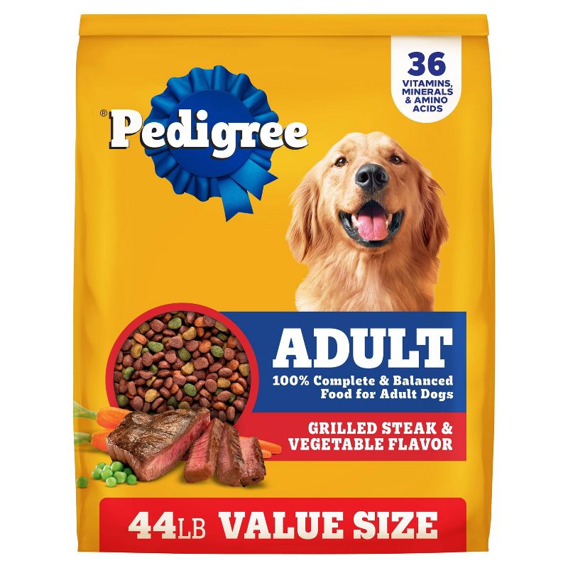Pedigree Grilled Beef, Grain, Steak and Vegetable Flavor Adult Dry Dog Food - 44lbs
