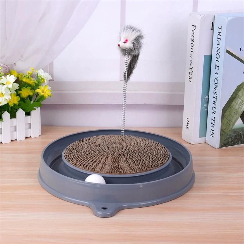 Multi-functional cat scratching board with ball track with spring and ball, anti-scratch furniture artifacts must-have for cat-owning families Grey