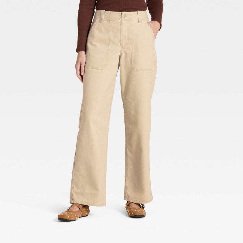 Women's Mid-Rise Straight Leg Cargo Pants - Universal Thread™ Tan 2