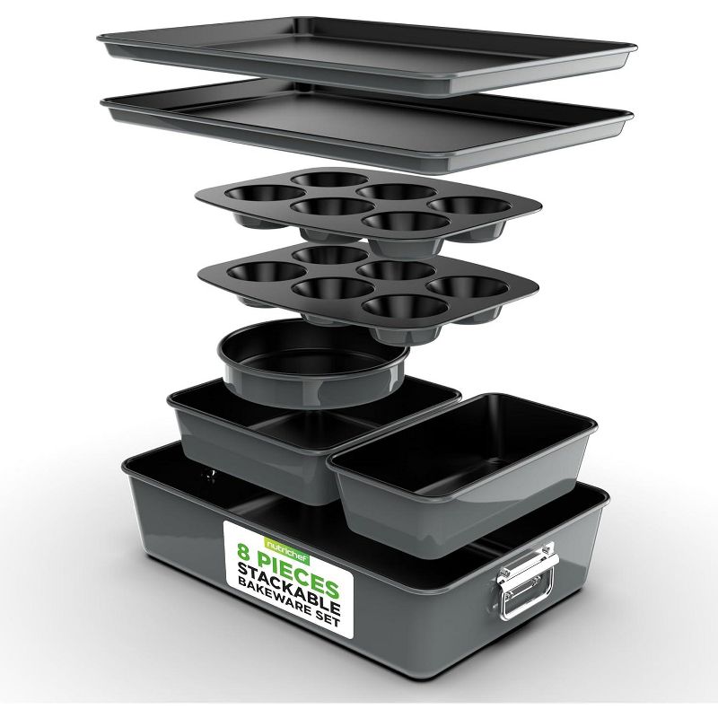 NutriChef 8-Piece Nonstick Carbon Steel Kitchen Bakeware Set (NCBKSTK7.5)