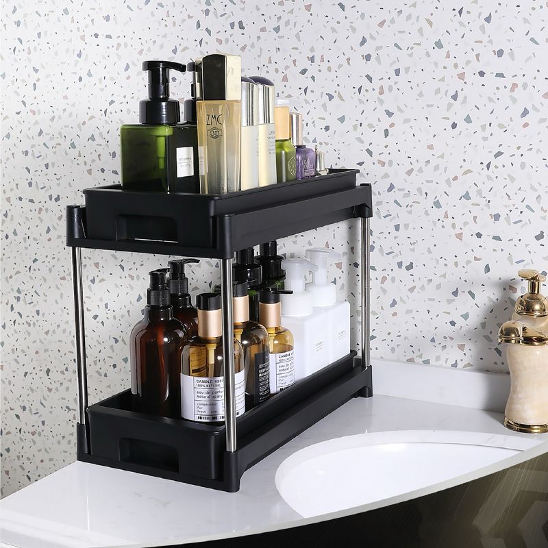 KTMBDW Under Sink Organizers, 2-Tier Multi-Use Kitchen and Bathroom Organizers and Storage with Sliding Drawers£¬Bathroom Cabinet Organizer, Black