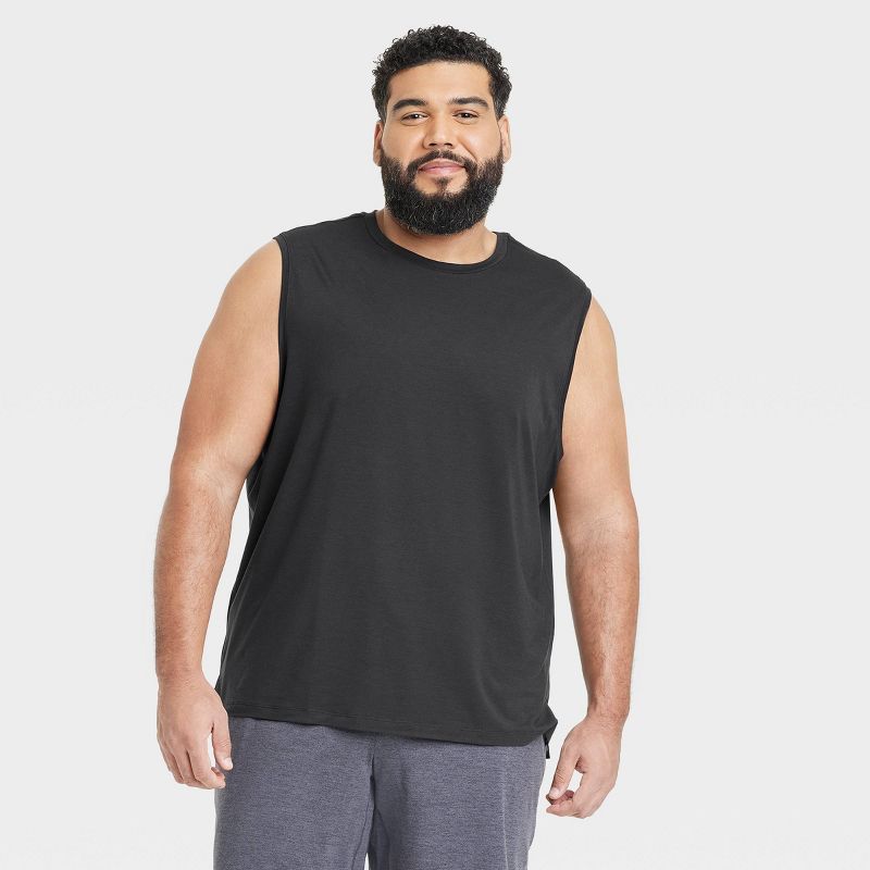 Men's Big Sleeveless Performance T-Shirt - All In Motion™ Black 2XL: Moisture Wicking, Quick Drying