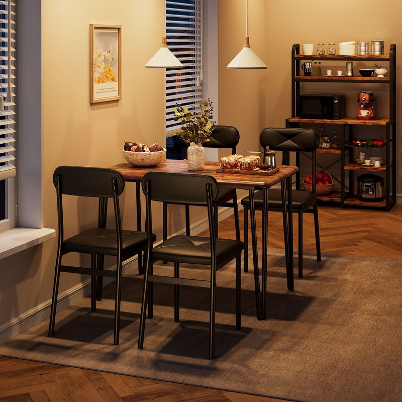 4-Person Dining Table Set, 5-Piece Kitchen and Dining Furniture, Rectangular Table with 4 Chairs for Compact Spaces, Ideal for Apartments