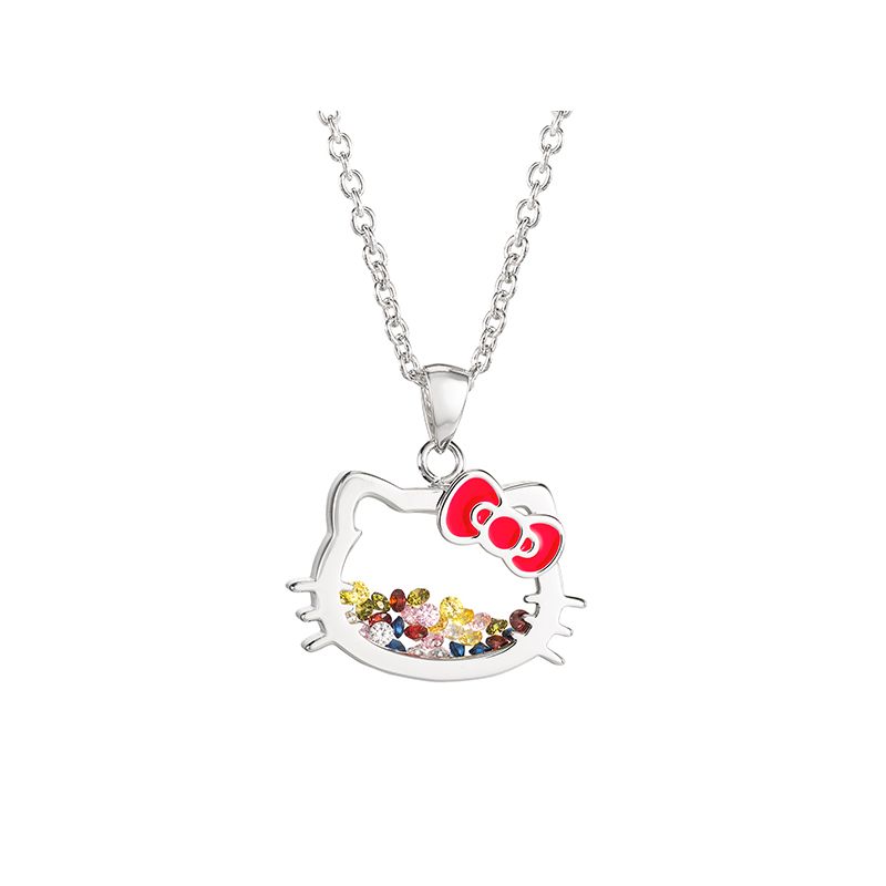 Hello Kitty Silver Plated Shaker Pendant Necklace, 18''