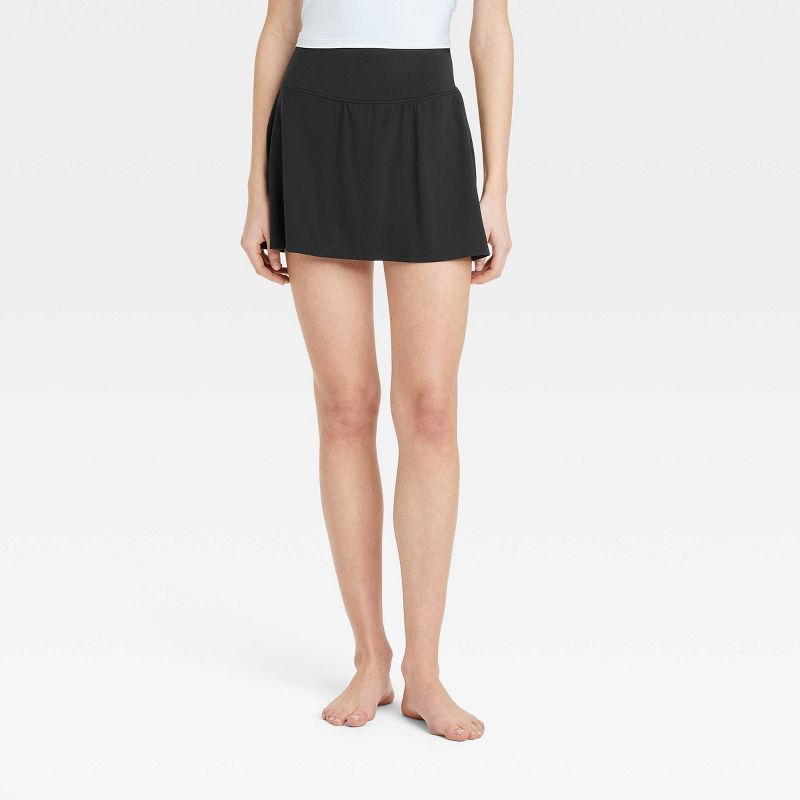 Women's Everyday Soft Mid-Rise Skort 14.5" - All In Motion™ Black M: Knit, Quick Dry, Side Pocket