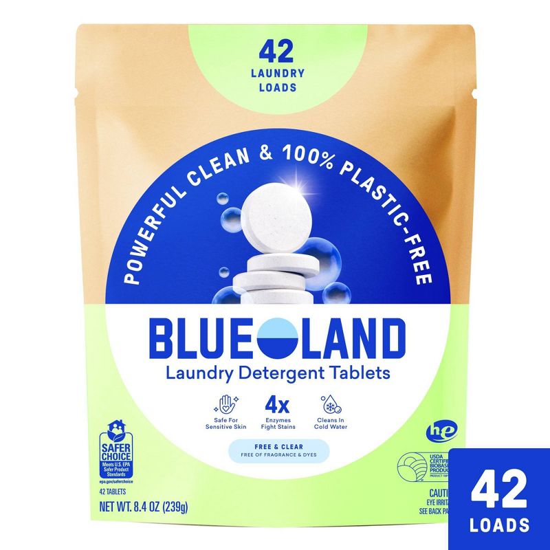 Blueland Unscented Free & Clear HE Deep Cleaning Concentrated Laundry Detergent Tablets 42 Pacs